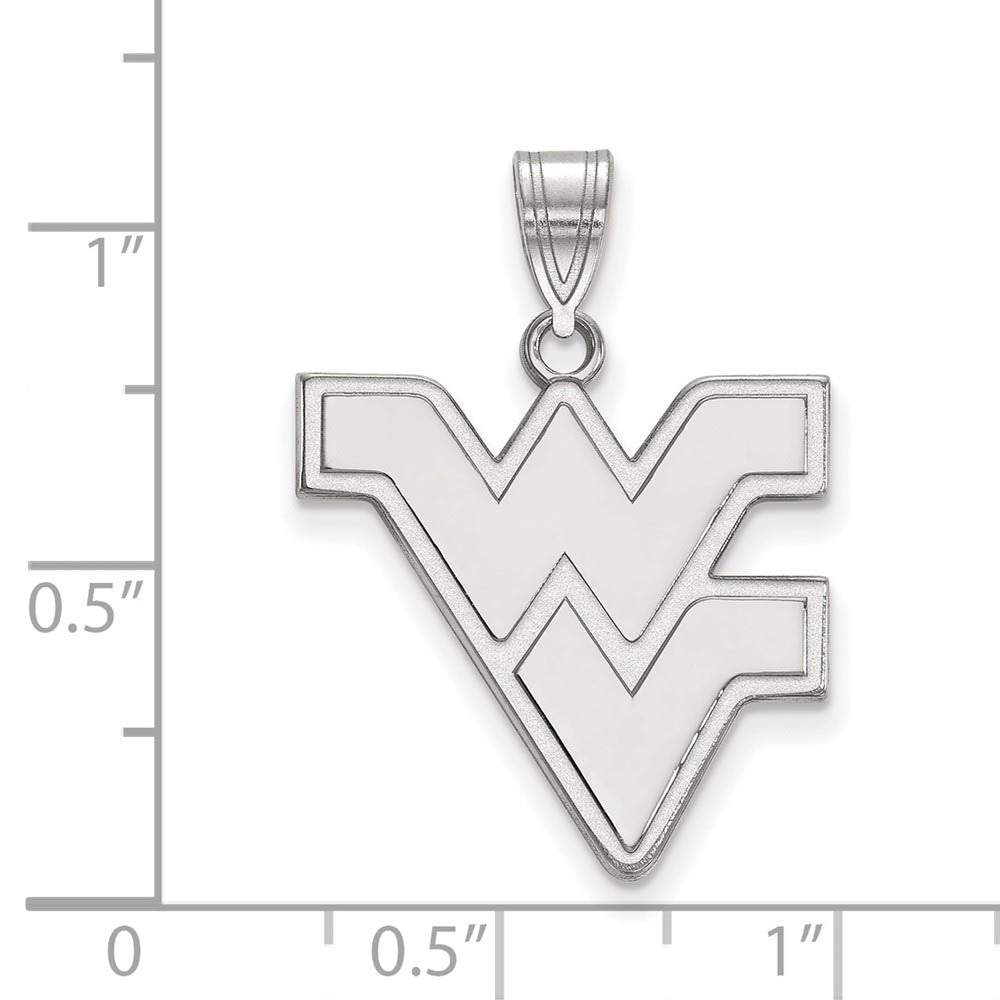 Alternate view of the 14k White Gold West Virginia U. Large Logo Pendant by The Black Bow Jewelry Co.