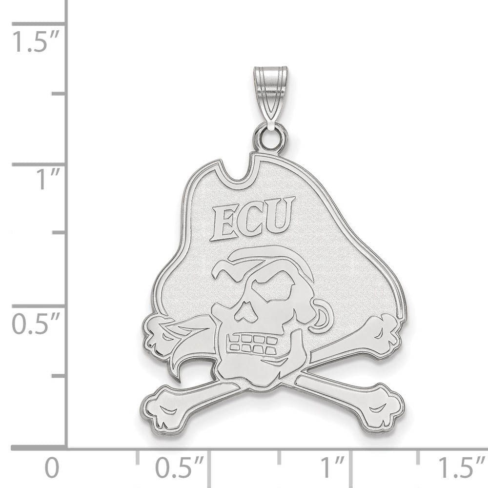 Alternate view of the 14k White Gold East Carolina U XL Mascot Pendant by The Black Bow Jewelry Co.