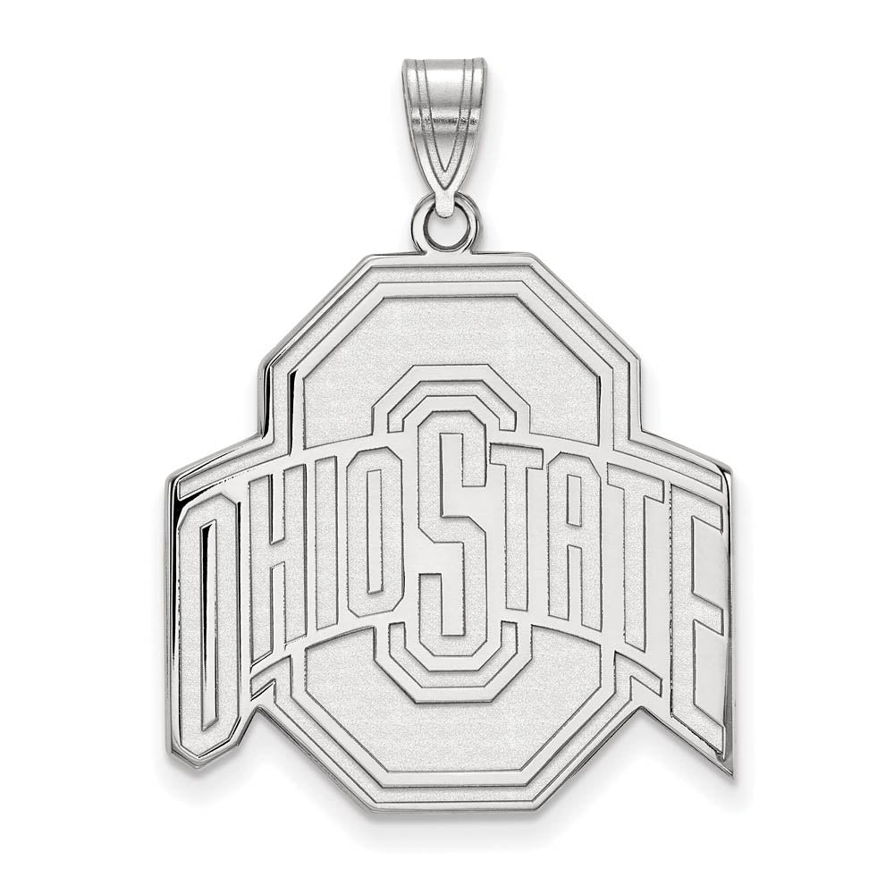 14k White Gold Ohio State XL Logo Pendant, Item P24001 by The Black Bow Jewelry Co.