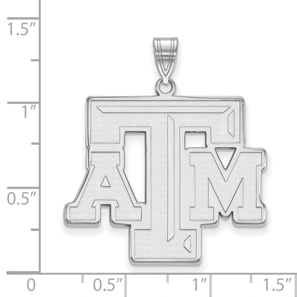 Alternate view of the 14k White Gold Texas A&M U. XL Fancy 'TAM' Pendant by The Black Bow Jewelry Co.