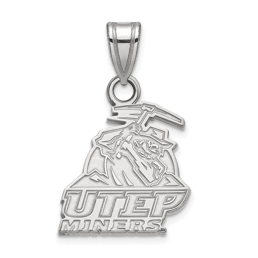 14k White Gold U. of Texas at El Paso Small 'Miners' Pendant, Item P24013 by The Black Bow Jewelry Co.