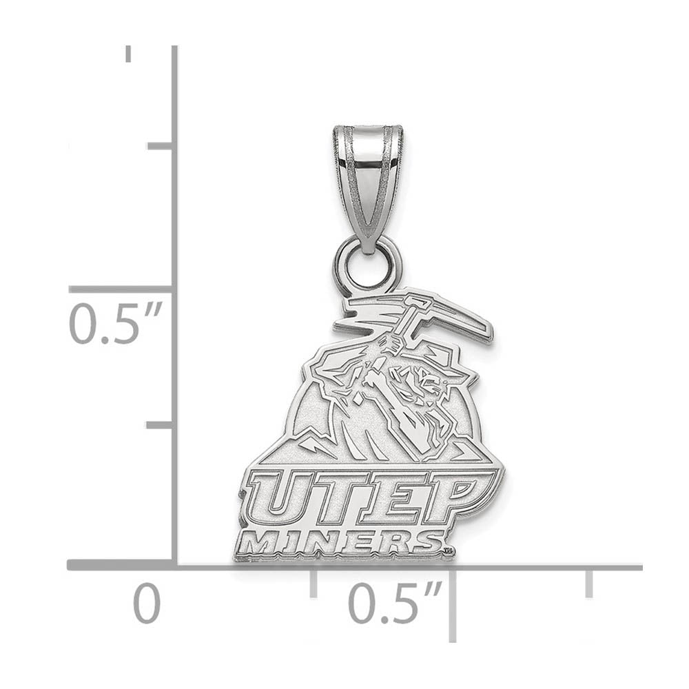 Alternate view of the 14k White Gold U. of Texas at El Paso Small 'Miners' Pendant by The Black Bow Jewelry Co.