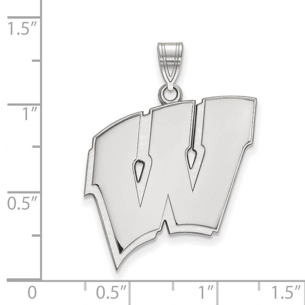 Alternate view of the 14k White Gold U. of Wisconsin XL Initial W Pendant by The Black Bow Jewelry Co.