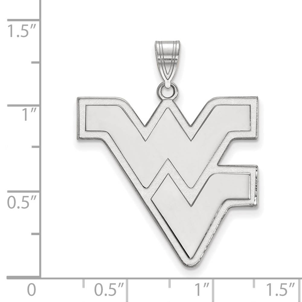 Alternate view of the 14k White Gold West Virginia U. XL Logo Pendant by The Black Bow Jewelry Co.