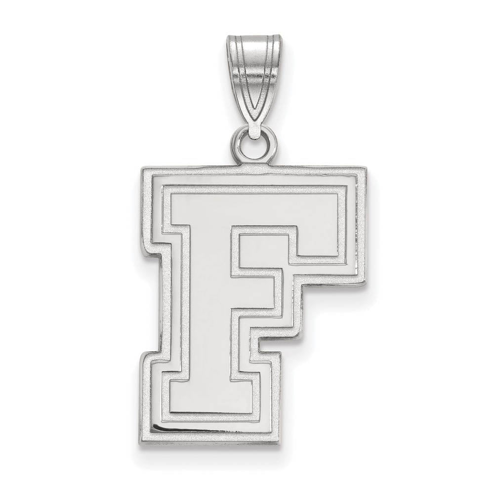 14k White Gold Fordham U Large Pendant, Item P24029 by The Black Bow Jewelry Co.