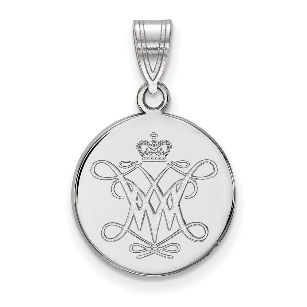 14k White Gold William and Mary Medium Disc Pendant, Item P24045 by The Black Bow Jewelry Co.