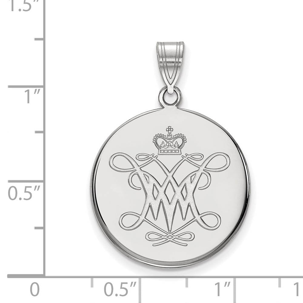 Alternate view of the 14k White Gold William and Mary Large Disc Pendant by The Black Bow Jewelry Co.