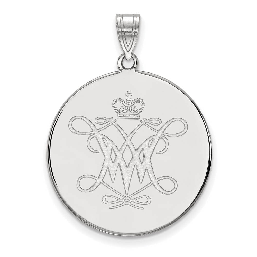 14k White Gold William and Mary XL Disc Pendant, Item P24055 by The Black Bow Jewelry Co.