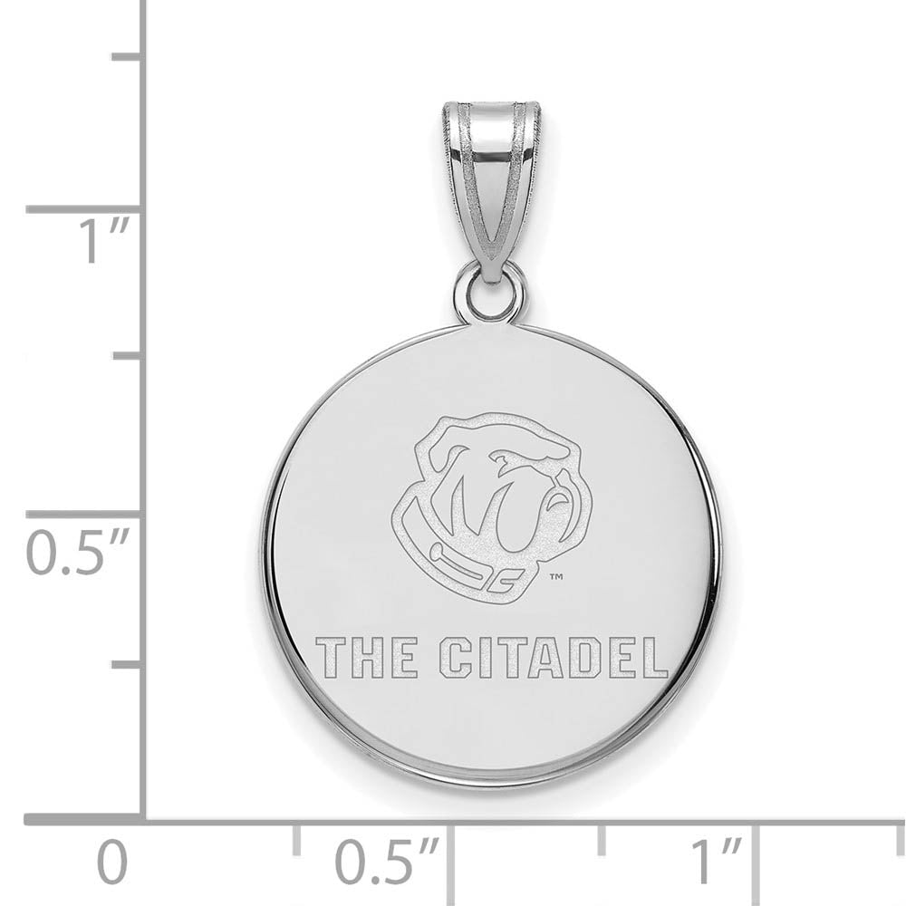 Alternate view of the 14K White Gold The Citadel Large Bulldogs Disc Pendant by The Black Bow Jewelry Co.