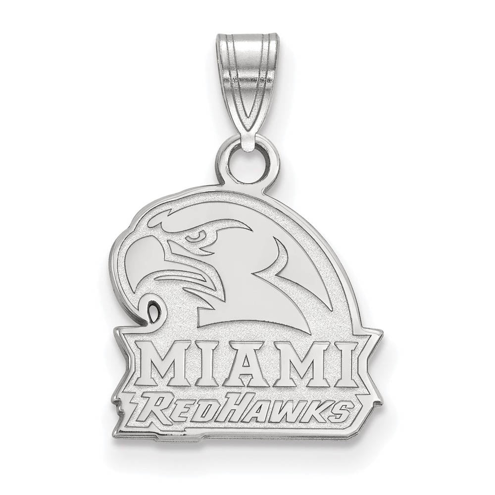 14k White Gold Miami U Small Logo Pendant, Item P24110 by The Black Bow Jewelry Co.