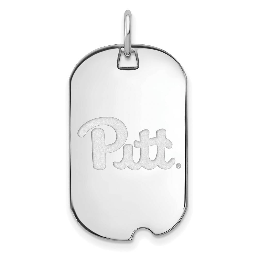 14k White Gold U. of Pittsburgh Dog Tag Pendant, Item P24121 by The Black Bow Jewelry Co.