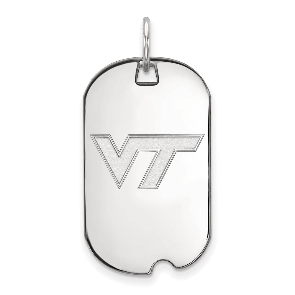14k White Gold Virginia Tech Logo Dog Tag Pendant, Item P24122 by The Black Bow Jewelry Co.