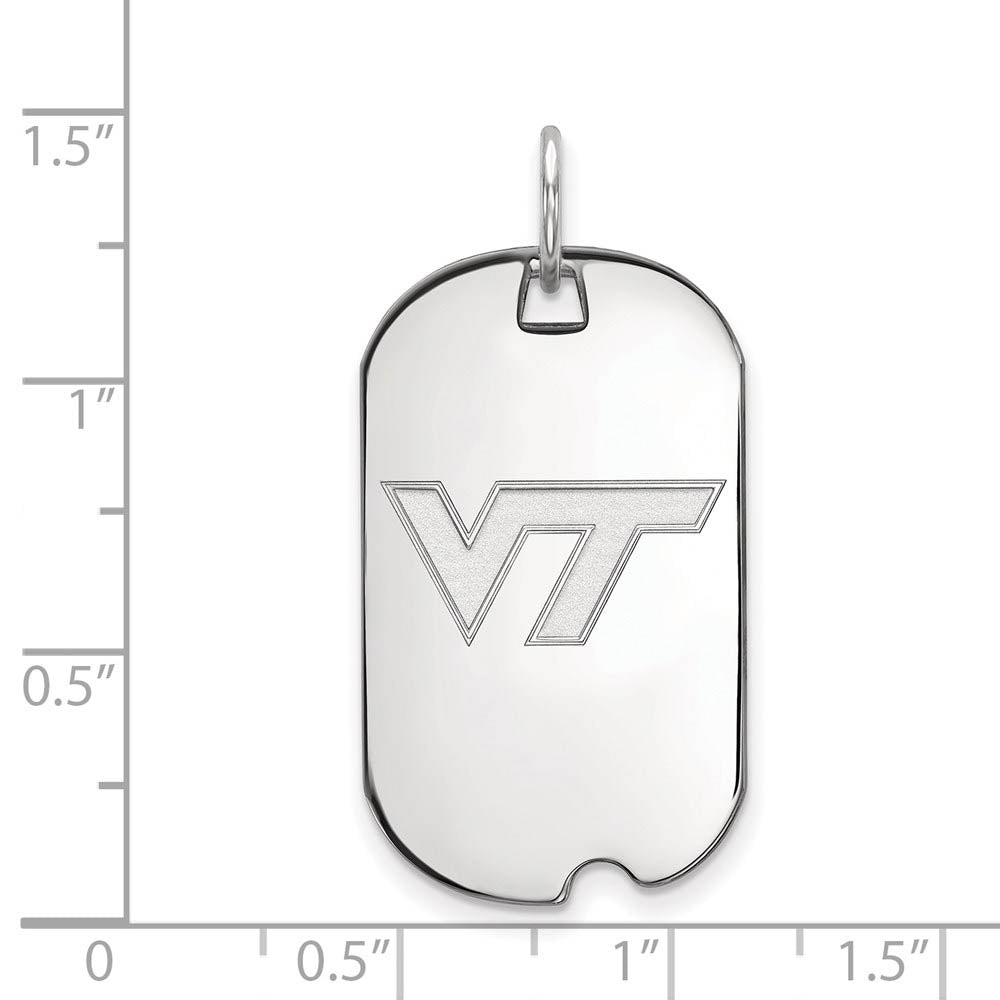 Alternate view of the 14k White Gold Virginia Tech Logo Dog Tag Pendant by The Black Bow Jewelry Co.