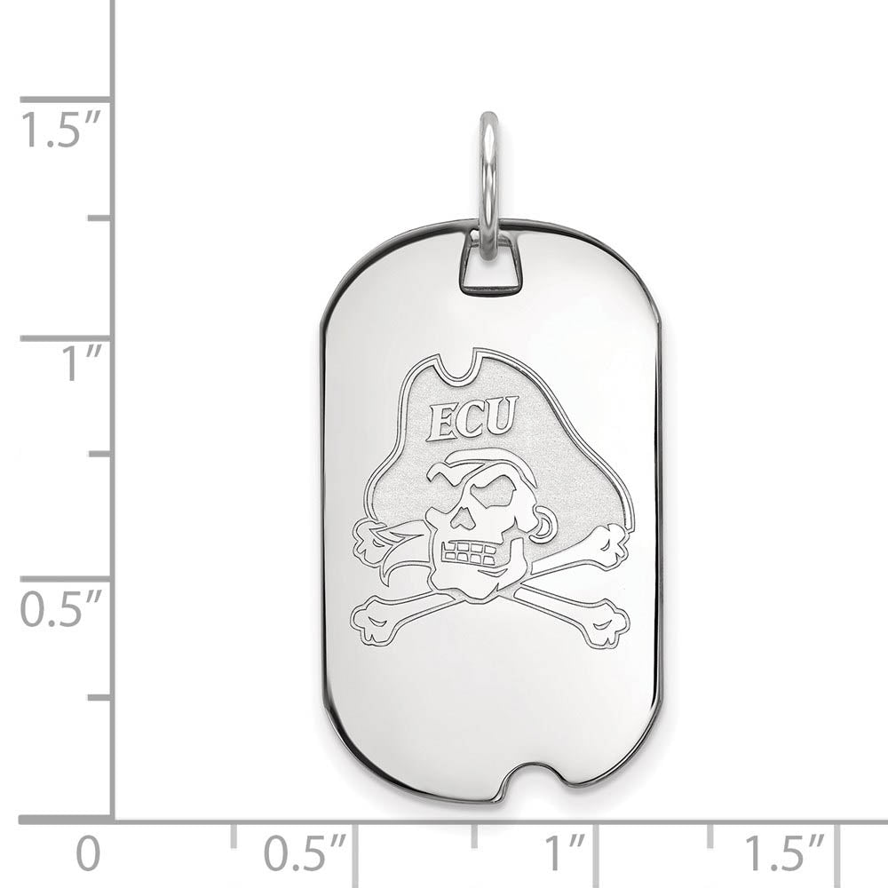Alternate view of the 14k White Gold East Carolina U Dog Tag Pendant by The Black Bow Jewelry Co.