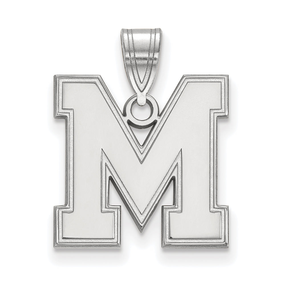 14k White Gold U. of Memphis Medium Initial M Pendant, Item P24146 by The Black Bow Jewelry Co.