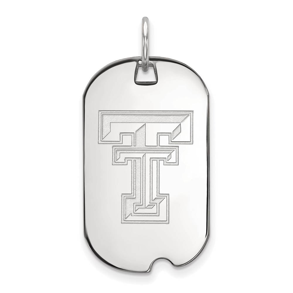 14k White Gold Texas Tech U. Dog Tag Pendant, Item P24158 by The Black Bow Jewelry Co.
