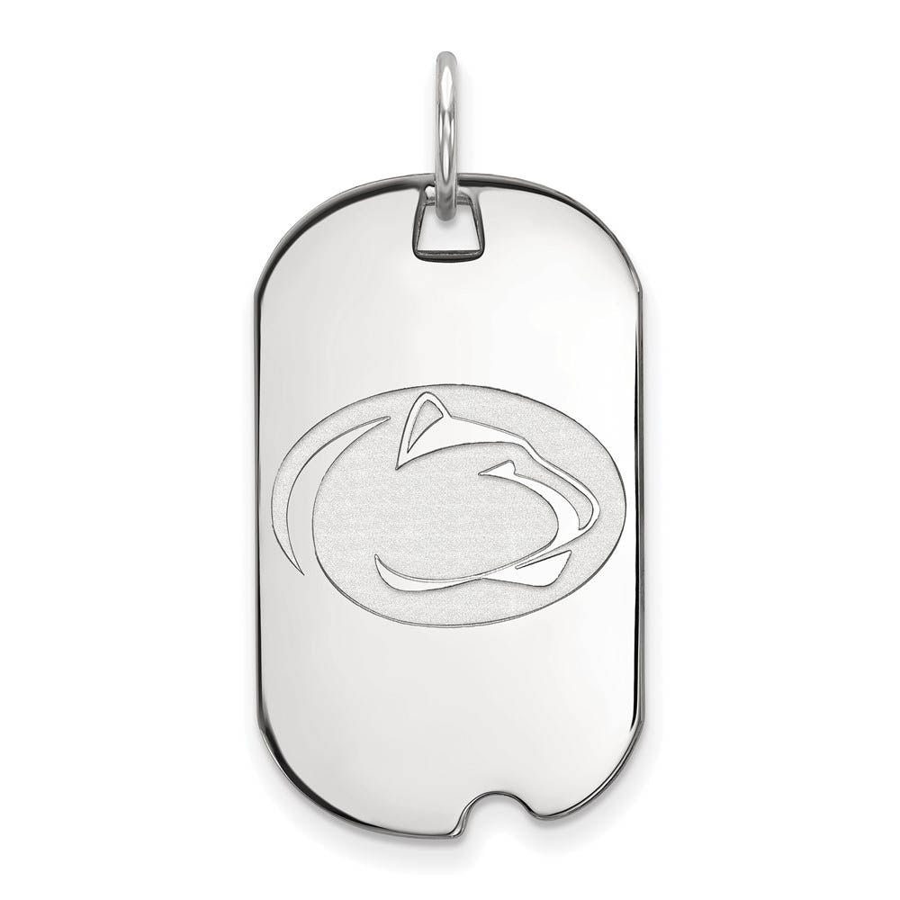 14k White Gold Penn State Dog Tag Pendant, Item P24168 by The Black Bow Jewelry Co.