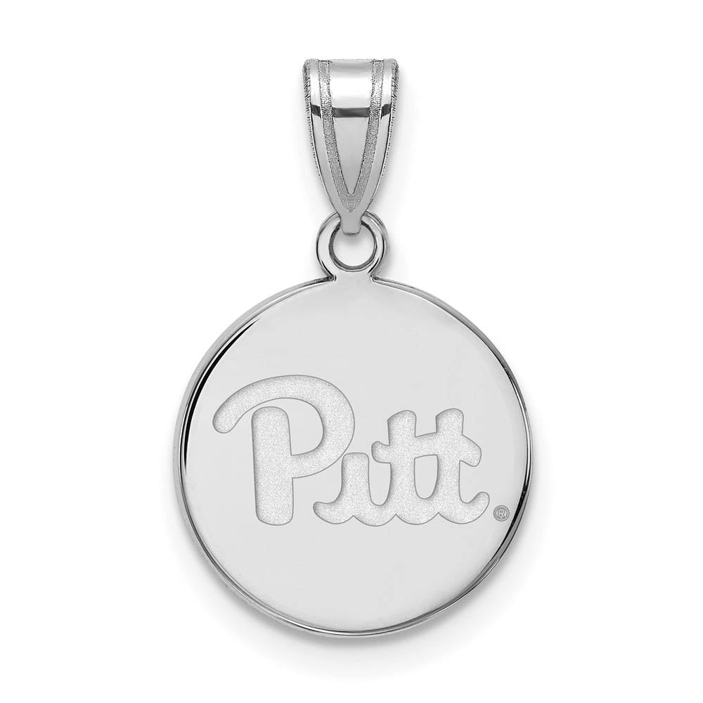 14k White Gold U. of Pittsburgh Medium Disc Pendant, Item P24177 by The Black Bow Jewelry Co.