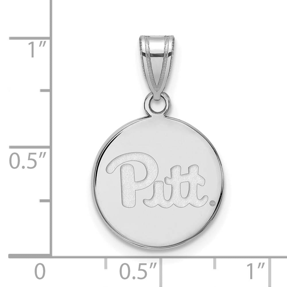 Alternate view of the 14k White Gold U. of Pittsburgh Medium Disc Pendant by The Black Bow Jewelry Co.