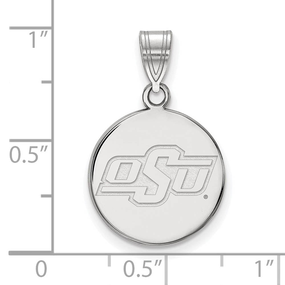 Alternate view of the 14k White Gold Oklahoma State Small Disc Pendant by The Black Bow Jewelry Co.