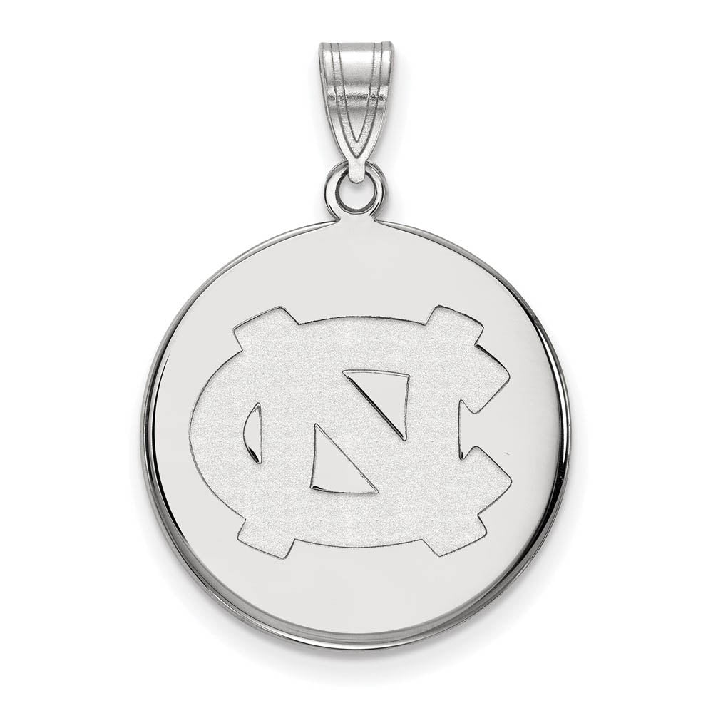 14k White Gold North Carolina Large Disc Pendant, Item P24194 by The Black Bow Jewelry Co.