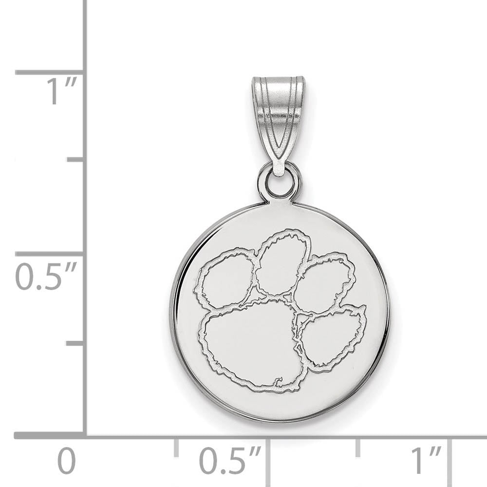Alternate view of the 14k White Gold Clemson U Medium Disc Pendant by The Black Bow Jewelry Co.