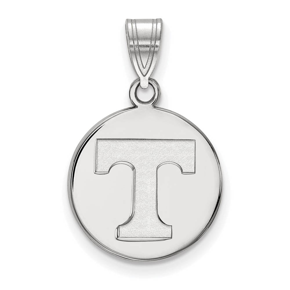 14k White Gold U. of Tennessee Medium Initial T Disc Pendant, Item P24212 by The Black Bow Jewelry Co.