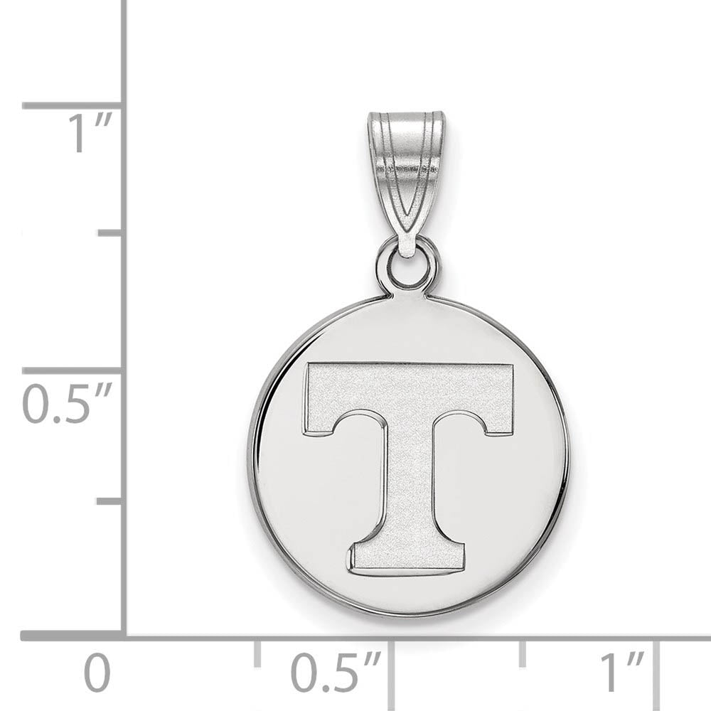 Alternate view of the 14k White Gold U. of Tennessee Medium Initial T Disc Pendant by The Black Bow Jewelry Co.