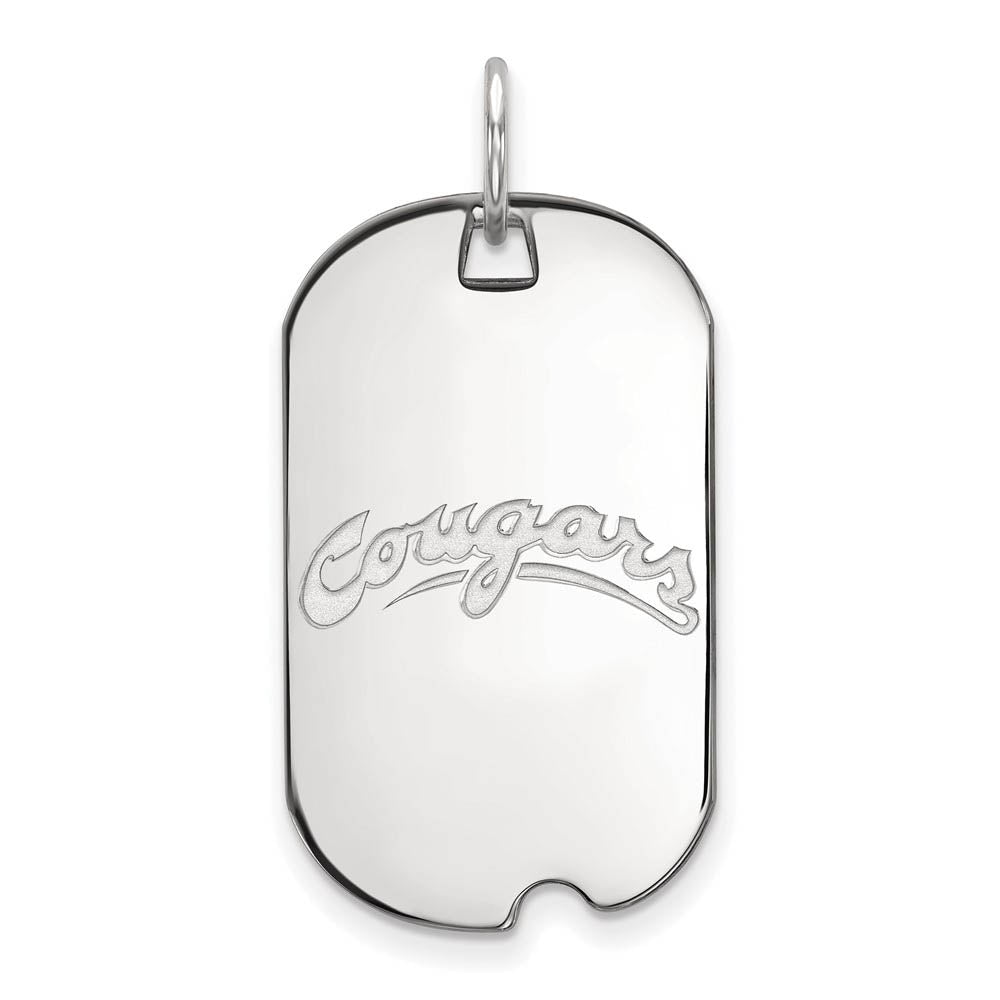 14k White Gold Washington State Script Dog Tag Pendant, Item P24223 by The Black Bow Jewelry Co.