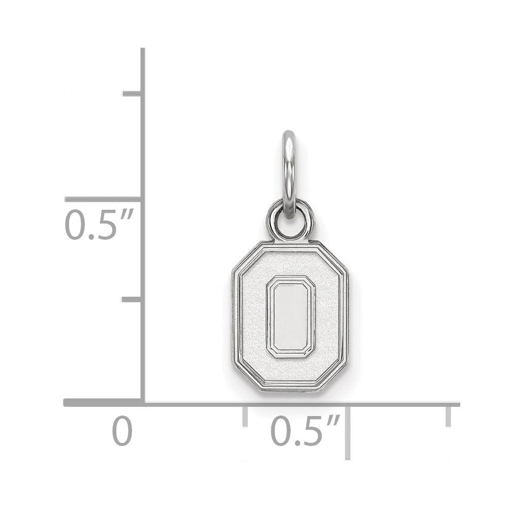 Alternate view of the 14k White Gold Ohio State XS (Tiny) 'O' Charm or Pendant by The Black Bow Jewelry Co.