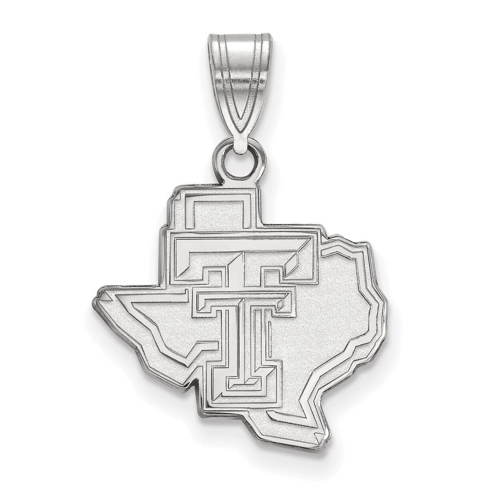 14k White Gold Texas Tech U. Medium Logo Pendant, Item P24278 by The Black Bow Jewelry Co.