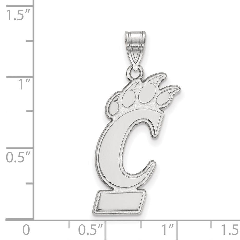 Alternate view of the 14k White Gold U of Cincinnati XL Pendant by The Black Bow Jewelry Co.