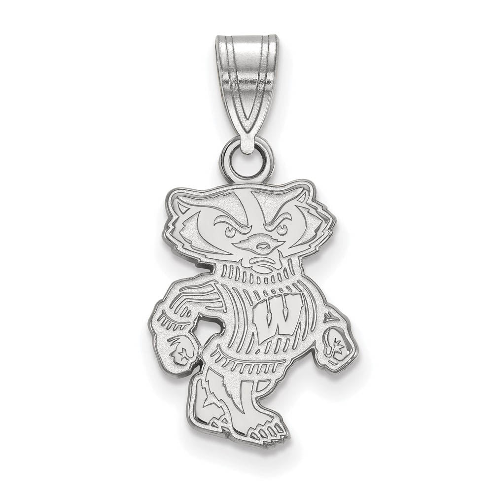 14k White Gold U. of Wisconsin Medium Badgers Pendant, Item P24285 by The Black Bow Jewelry Co.