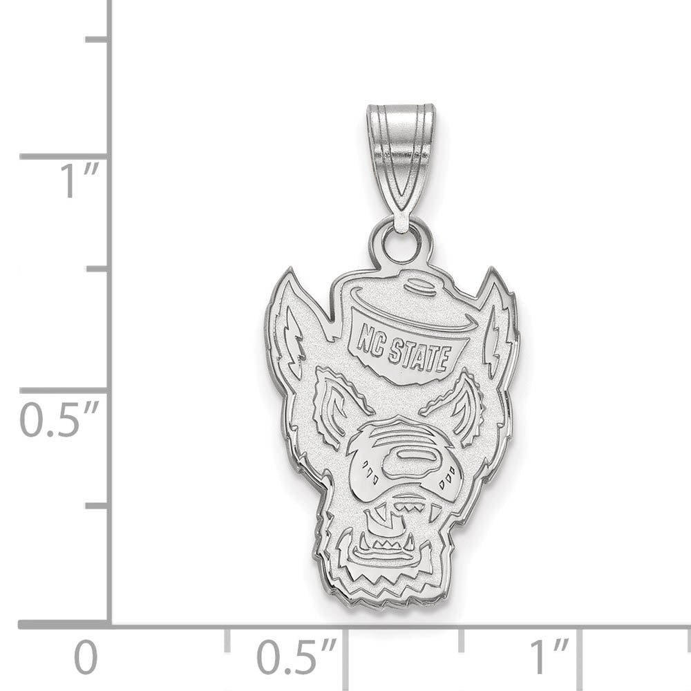 Alternate view of the 14k White Gold North Carolina State Large Logo Pendant by The Black Bow Jewelry Co.