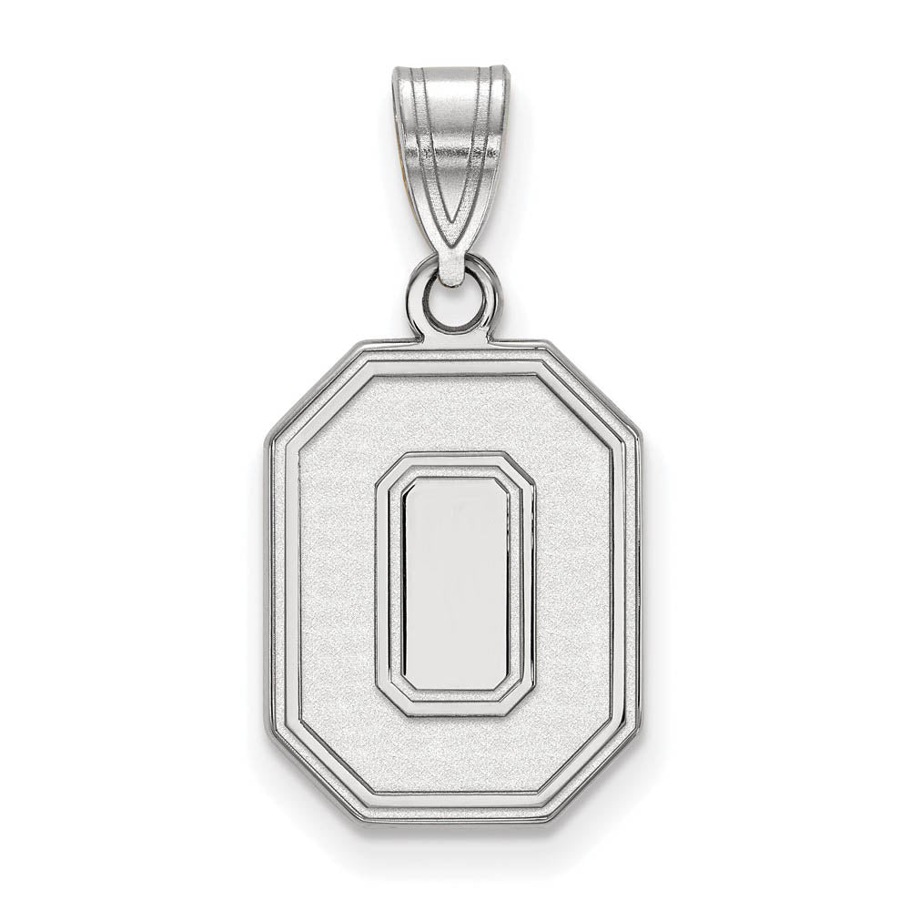 14k White Gold Ohio State Medium 'O' Pendant, Item P24290 by The Black Bow Jewelry Co.
