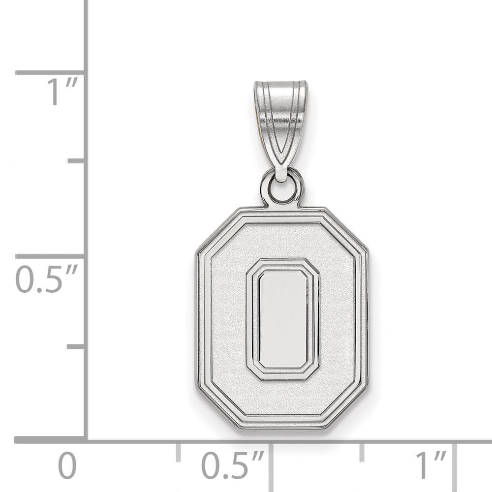 Alternate view of the 14k White Gold Ohio State Medium 'O' Pendant by The Black Bow Jewelry Co.