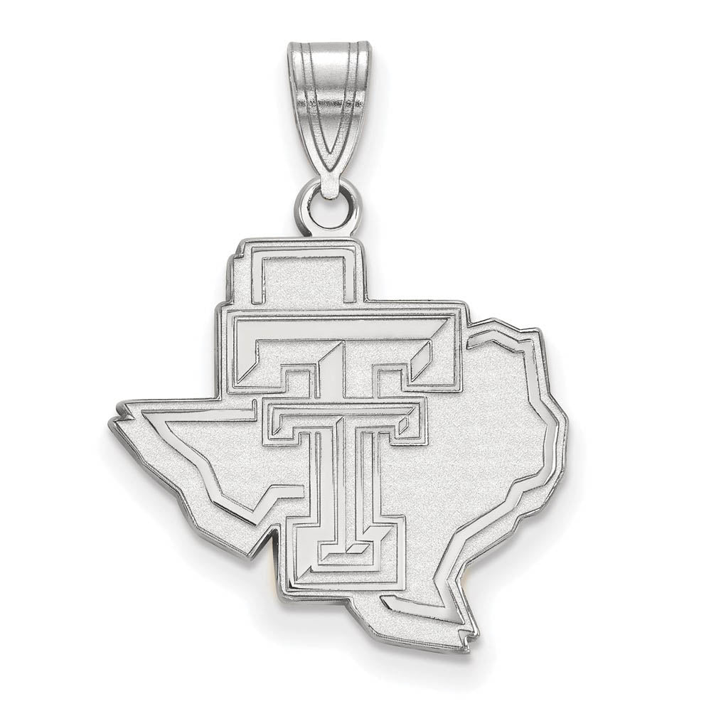 14k White Gold Texas Tech U. Large Pendant, Item P24292 by The Black Bow Jewelry Co.