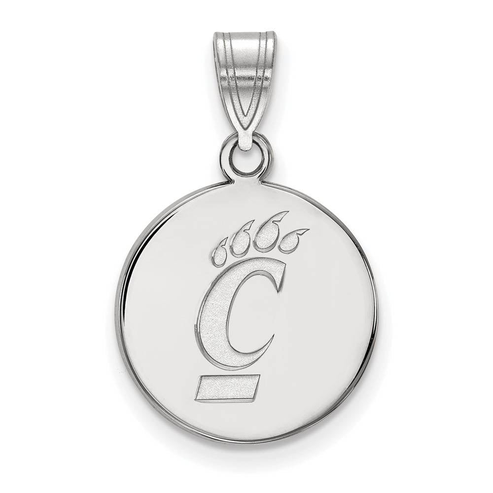14k White Gold U of Cincinnati Medium Logo Disc Pendant, Item P24293 by The Black Bow Jewelry Co.