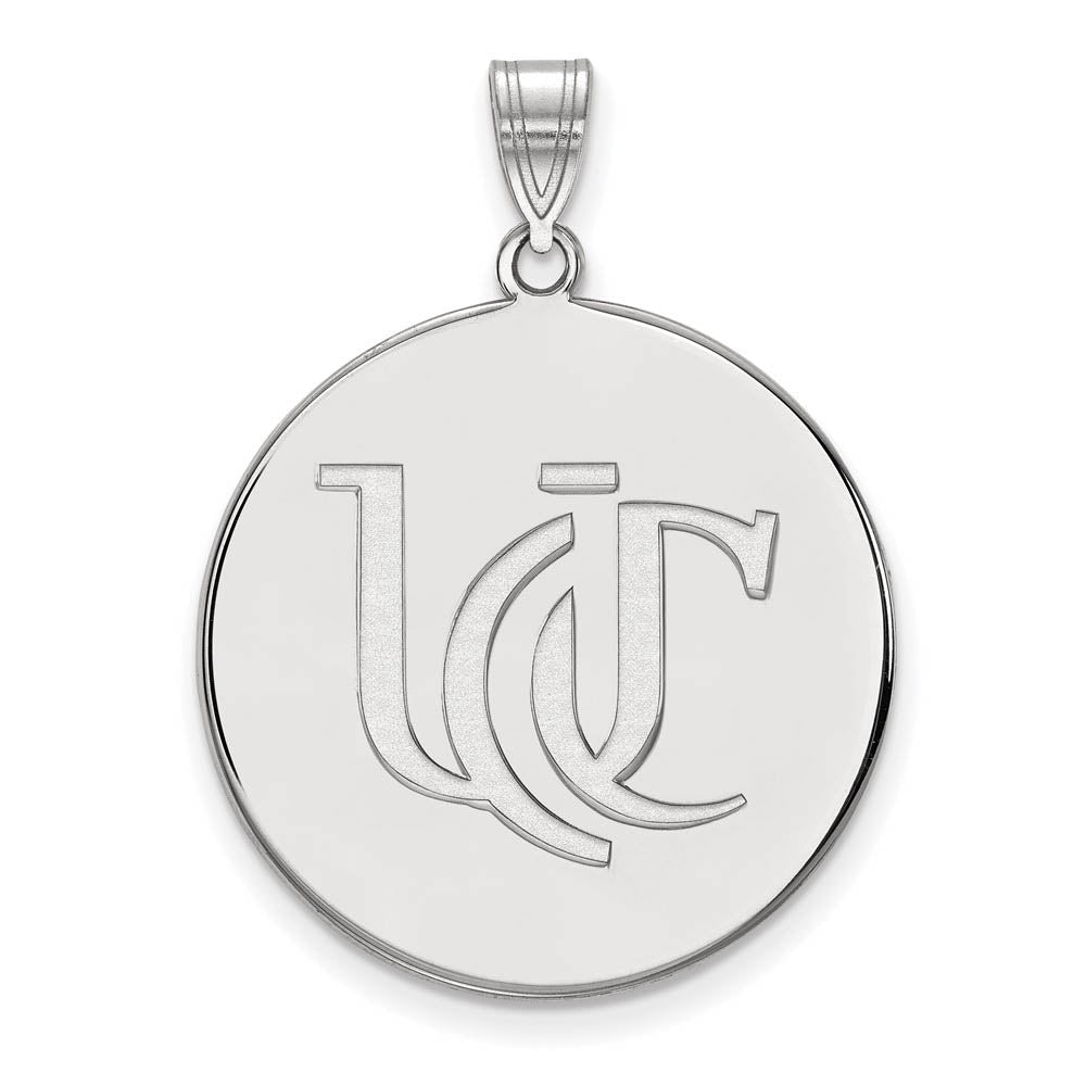 14k White Gold U of Cincinnati XL Disc Pendant, Item P24312 by The Black Bow Jewelry Co.