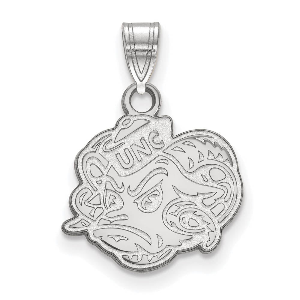 14k White Gold North Carolina Small Mascot Pendant, Item P24314 by The Black Bow Jewelry Co.