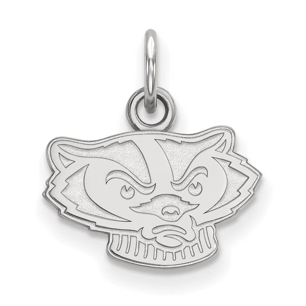 14k White Gold U. of Wisconsin XS (Tiny) Mascot Charm or Pendant, Item P24329 by The Black Bow Jewelry Co.