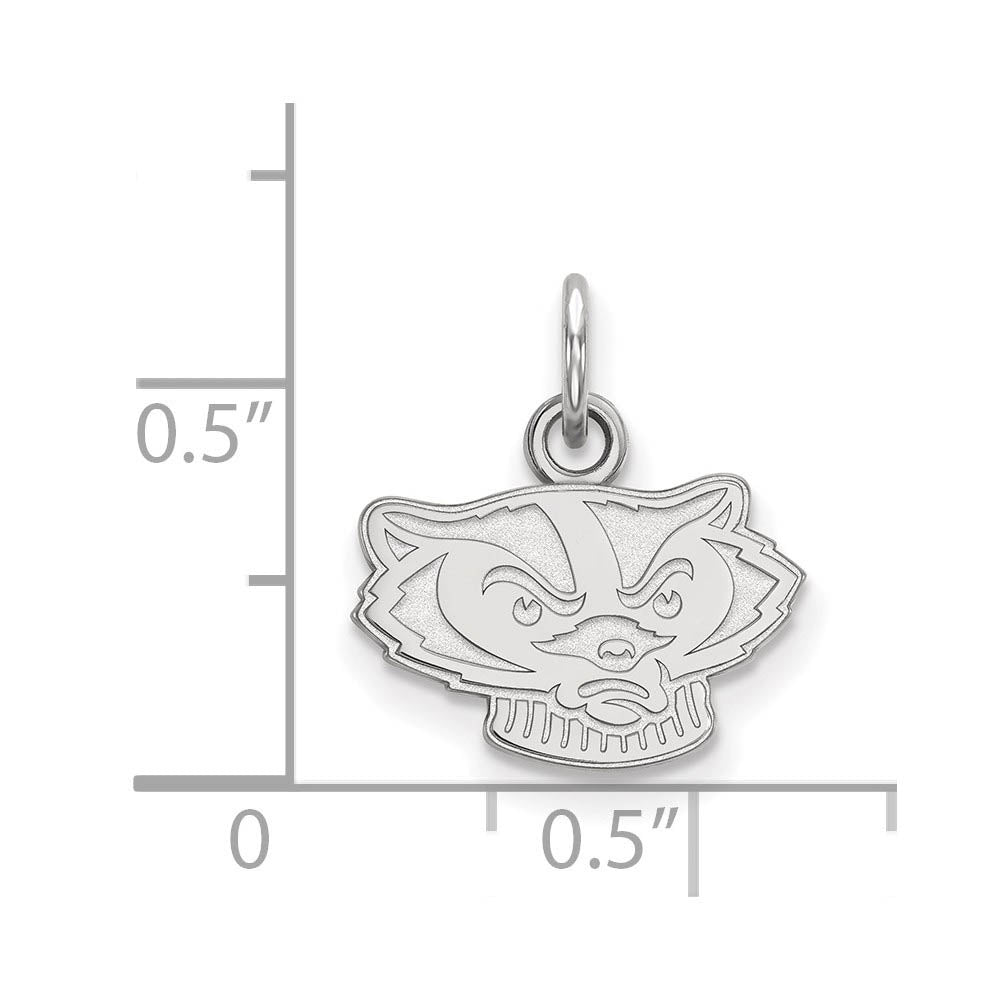 Alternate view of the 14k White Gold U. of Wisconsin XS (Tiny) Mascot Charm or Pendant by The Black Bow Jewelry Co.