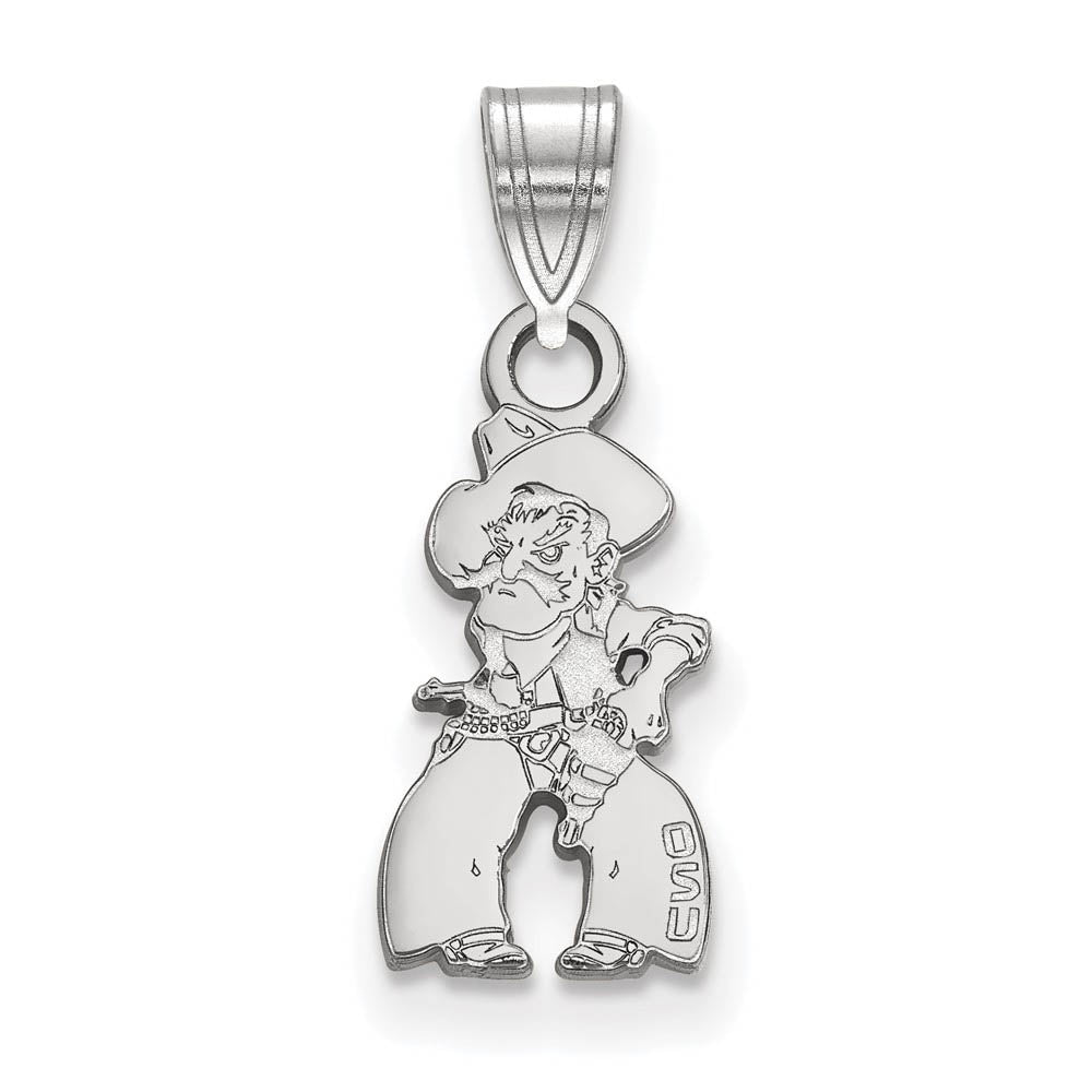 14k White Gold Oklahoma State Small Mascot Pendant, Item P24334 by The Black Bow Jewelry Co.