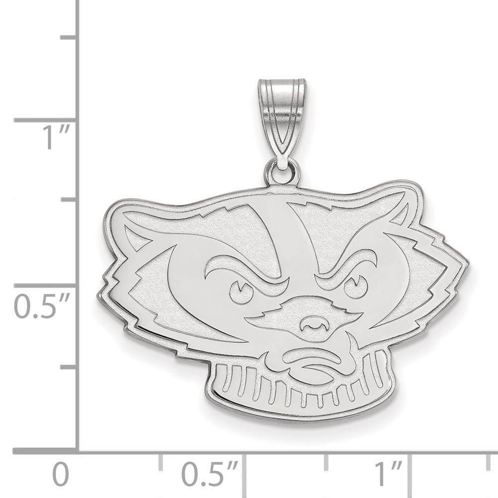 Alternate view of the 14k White Gold U. of Wisconsin Large Mascot Pendant by The Black Bow Jewelry Co.