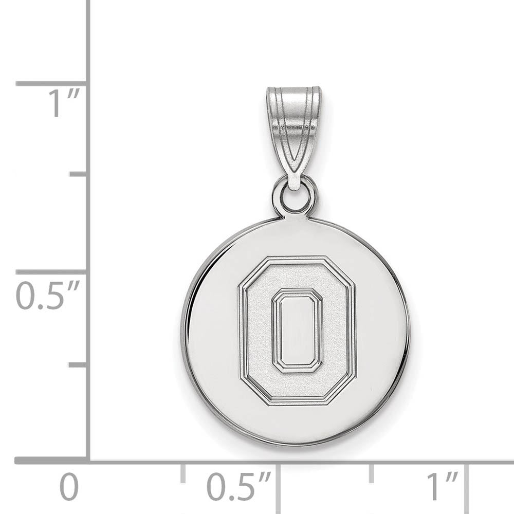 Alternate view of the 14k White Gold Ohio State Medium Disc Pendant by The Black Bow Jewelry Co.