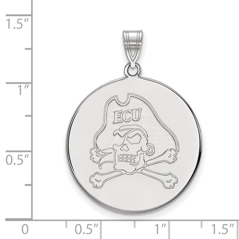 Alternate view of the 14k White Gold East Carolina U XL Disc Pendant by The Black Bow Jewelry Co.