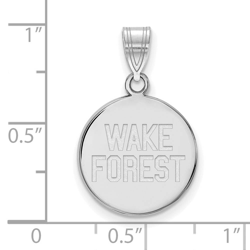 Alternate view of the 14k White Gold Wake Forest U. Medium Logo Disc Pendant by The Black Bow Jewelry Co.