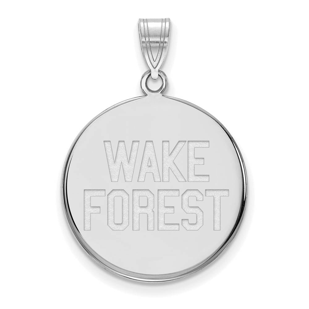 14k White Gold Wake Forest U. Large Logo Disc Pendant, Item P24376 by The Black Bow Jewelry Co.