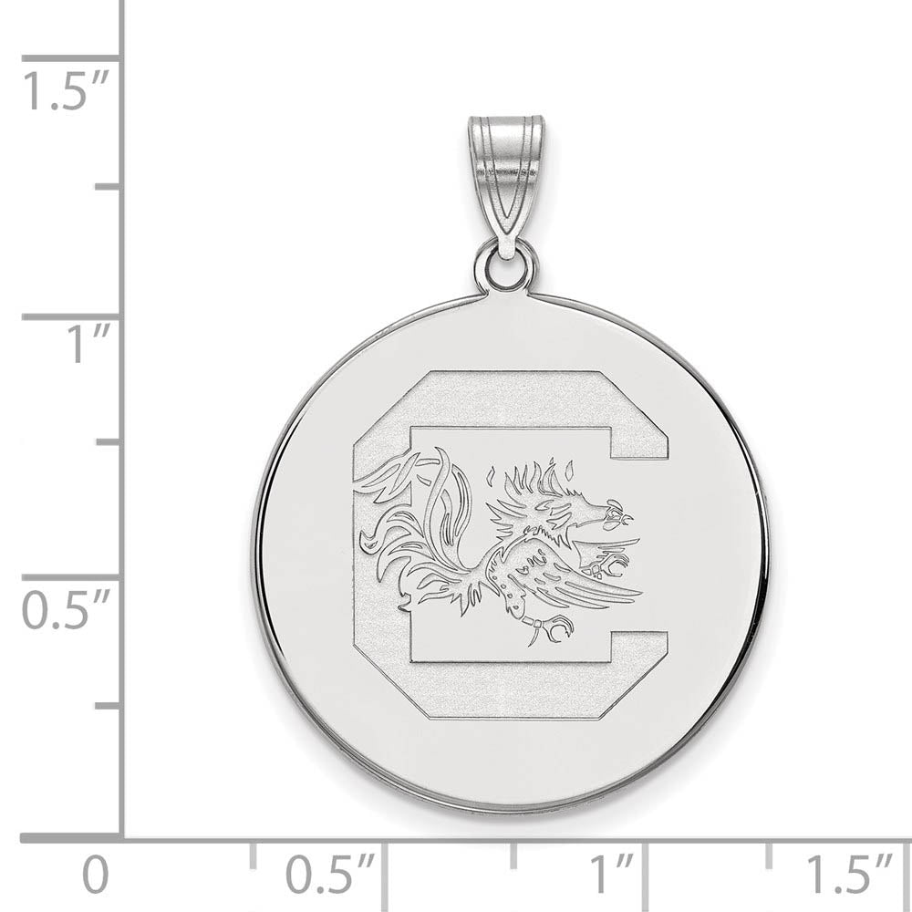 Alternate view of the 14k White Gold South Carolina XL Disc Pendant by The Black Bow Jewelry Co.