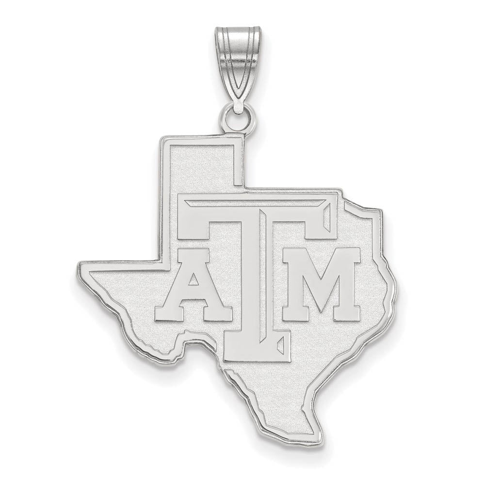 14k White Gold Texas A&M U. XL Pendant, Item P24390 by The Black Bow Jewelry Co.